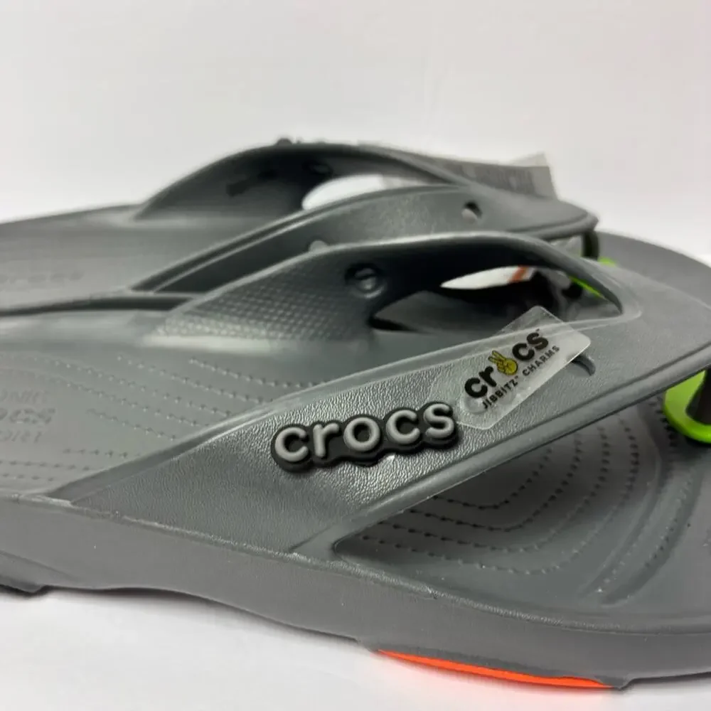 CROCS GREY CLASSIC ALL-TERRAIN FLIP COMFY SANDALS SIZE US 12 BRAND NEW WITH TAGS